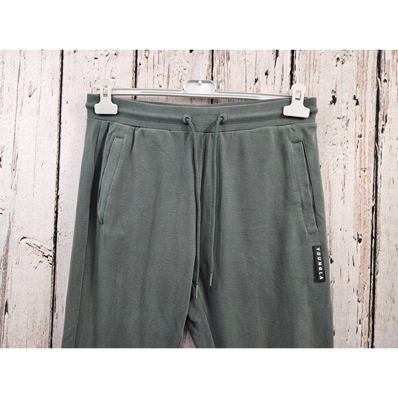 YOUNGLA Men's L Green Skinny Leg Ankle Zip Sweatpants Lounge Pants Athleisure - Picture 3 of 11
